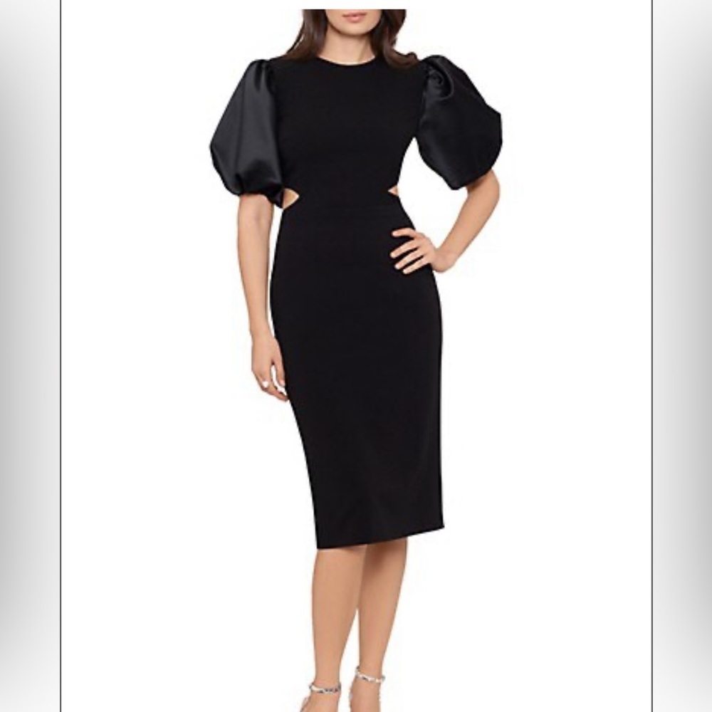 Betsy & Adam Puff-Sleeve Cut-Out Detail Dress